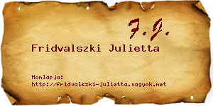 Fridvalszki Julietta névjegykártya